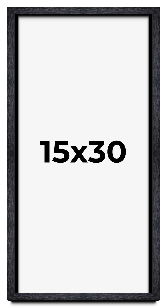 15x30 Shadow Box 1" Depth Black Picture Frame - UV Acrylic, Backing, Hanging Hardware